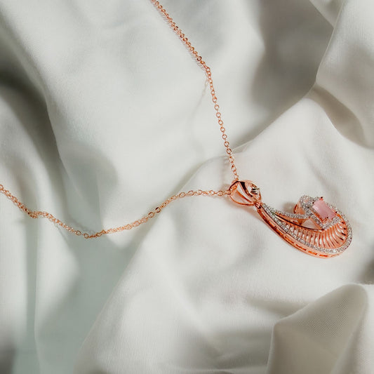 Women’s Rose Gold Dazzle Diamond Paisley Pendant & Earrings Set – Premium Daily & Party Wear Jewellery