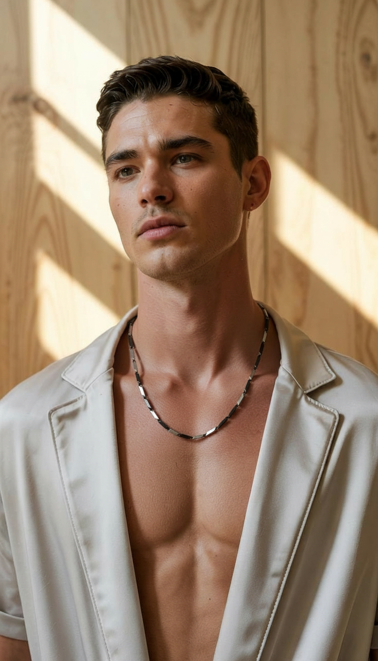 Men’s Stainless Steel Box Black Silver Chain Necklace for Daily Wear