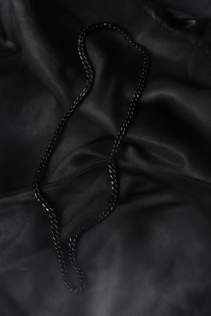 Men’s Black Stainless Steel Cuban Chain Necklace – Stylish Daily Wear Fashion Accessory