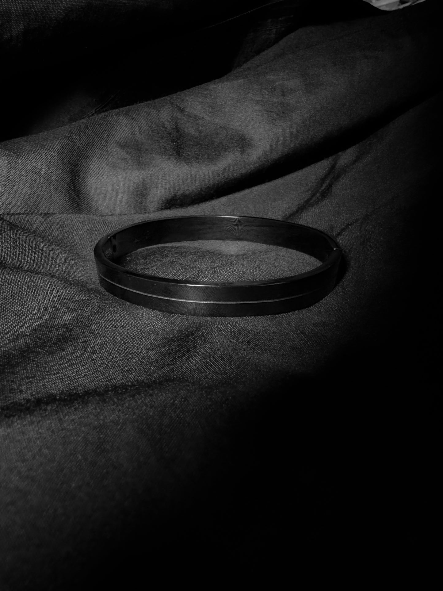 Unisex Black Stainless Steel Triple-Line Bracelet – Minimal Slim Open Cuff