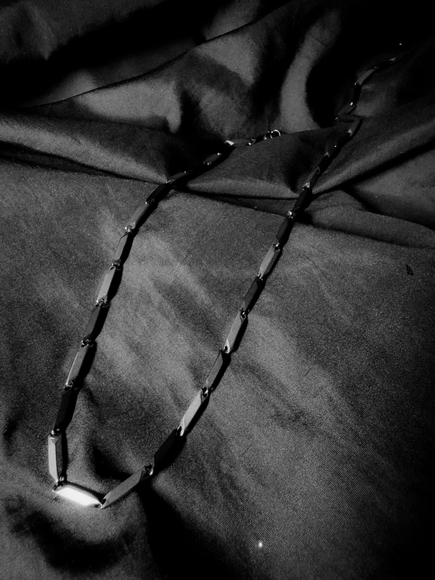 Men’s Stainless Steel Box Black Silver Chain Necklace for Daily Wear