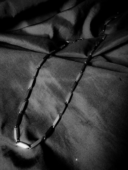 Men’s Stainless Steel Box Black Silver Chain Necklace for Daily Wear