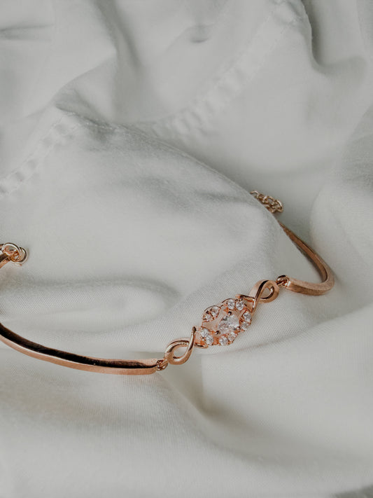 Women’s Rose Gold Dazzle Diamond Bracelet – Elegant Infinity Design Bangle for Party & Daily Wear