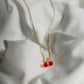 Women’s Cute Cherry Pendant Necklace – Gold Chain with Red Cherry Charm | Trendy Daily & Casual Wear Jewellery
