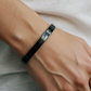 Unisex Black Stainless Steel Triple-Line Bracelet – Minimal Slim Open Cuff