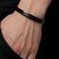 Unisex Black Stainless Steel Minimal Bracelet | Slim Textured Open Cuff Wrist Band