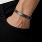 Unisex Black Stainless Steel Engraved Bracelet | Adjustable Minimal Open Cuff
